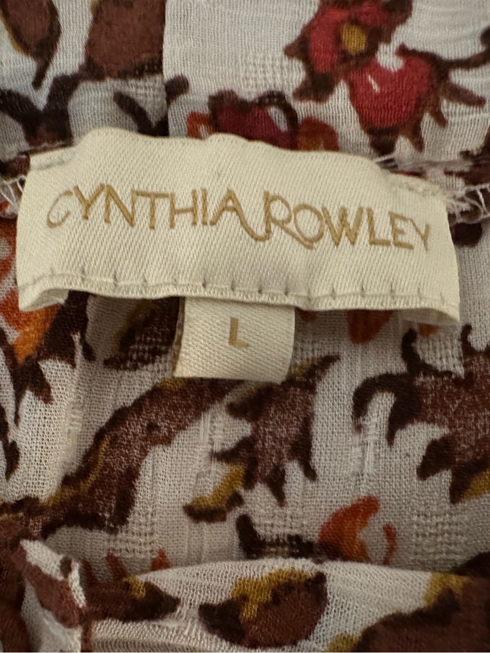 Cynthia Rowland Boho Tiered Floral Maxi Skirt in Cream and Rust Size L - Picture 4 of 4